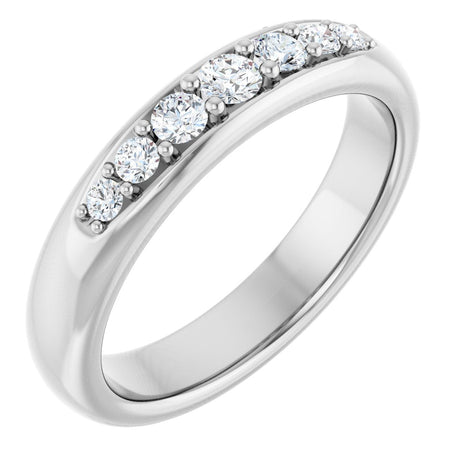 14K Gold Round Lab-Grown Diamond Accented Band - 1/3 CTW - White Gold