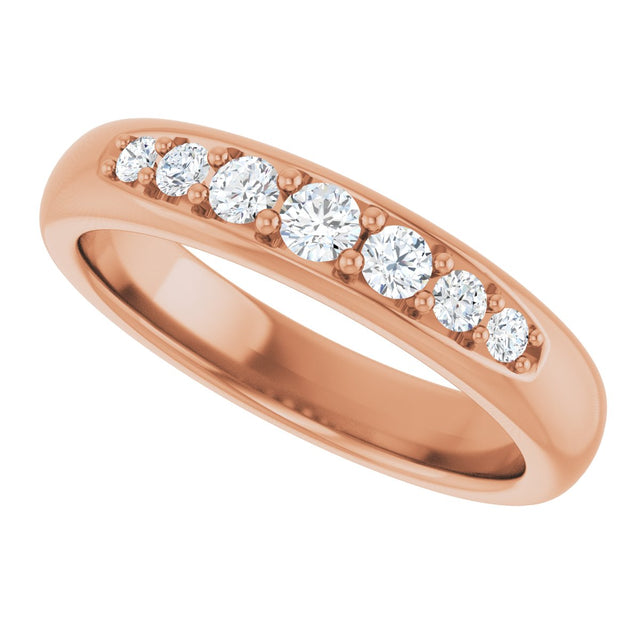 14K Gold Round Lab-Grown Diamond Accented Band - 1/3 CTW - Rose Gold - view 5