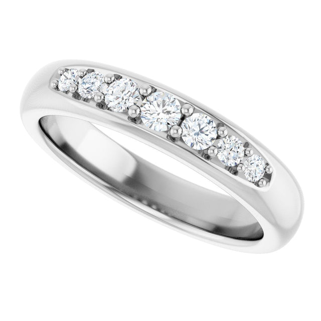 14K Gold Round Lab-Grown Diamond Accented Band - 1/3 CTW - White Gold - view 5