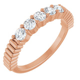 14K Gold Round Natural Diamond Five-Stone Anniversary Band - 1/6-1/2 CTW - Rose Gold