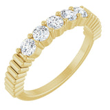 14K Gold Round Natural Diamond Five-Stone Anniversary Band - 1/6-1/2 CTW - Yellow Gold
