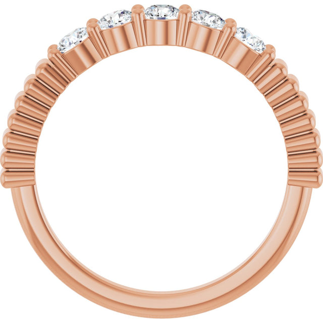 14K Gold Round Natural Diamond Five-Stone Anniversary Band - 1/6-1/2 CTW - Rose Gold - view 2