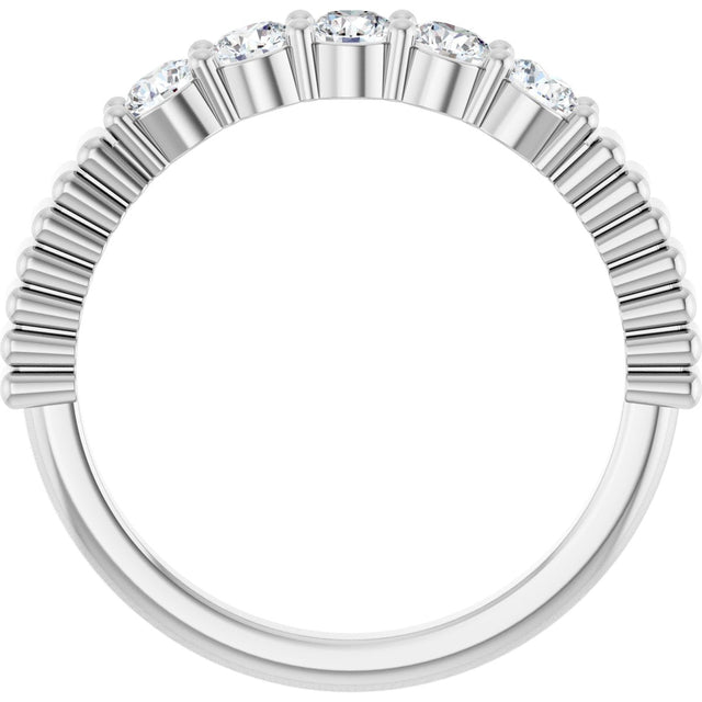 14K Gold Round Lab-Grown Diamond Five-Stone Anniversary Band - 1/6-1/2 CTW - White Gold - view 2