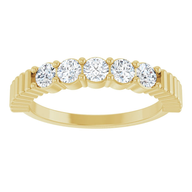 14K Gold Round Natural Diamond Five-Stone Anniversary Band - 1/6-1/2 CTW - Yellow Gold - view 3