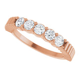 14K Gold Round Natural Diamond Five-Stone Anniversary Band - 1/6-1/2 CTW - Rose Gold - view 5