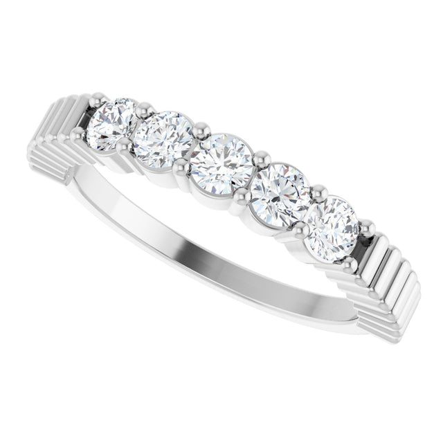 Platinum Round Natural Diamond Five-Stone Anniversary Band - 1/6-1/2 CTW - view 5