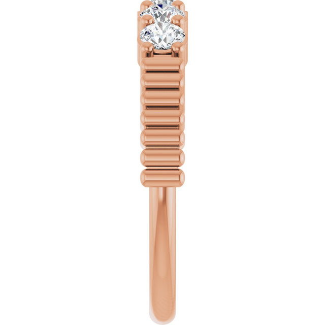 14K Gold Round Natural Diamond Five-Stone Anniversary Band - 1/6-1/2 CTW - Rose Gold - view 4