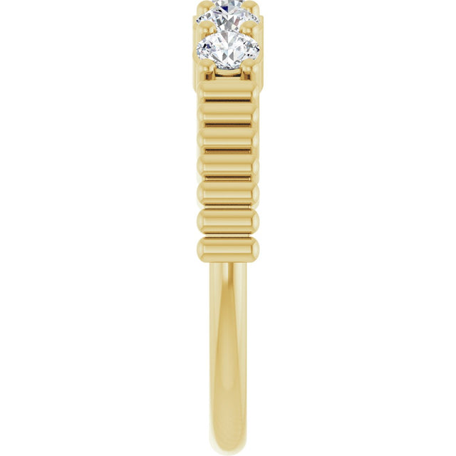 14K Gold Round Lab-Grown Diamond Five-Stone Anniversary Band - 1/6-1/2 CTW - Yellow Gold - view 4