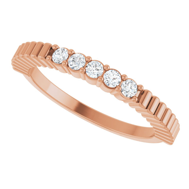 14K Gold Round Lab-Grown Diamond Five-Stone Anniversary Band - 1/6-1/2 CTW - Rose Gold - view 6