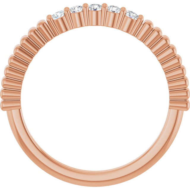 14K Gold Round Lab-Grown Diamond Five-Stone Anniversary Band - 1/6-1/2 CTW - Rose Gold - view 2