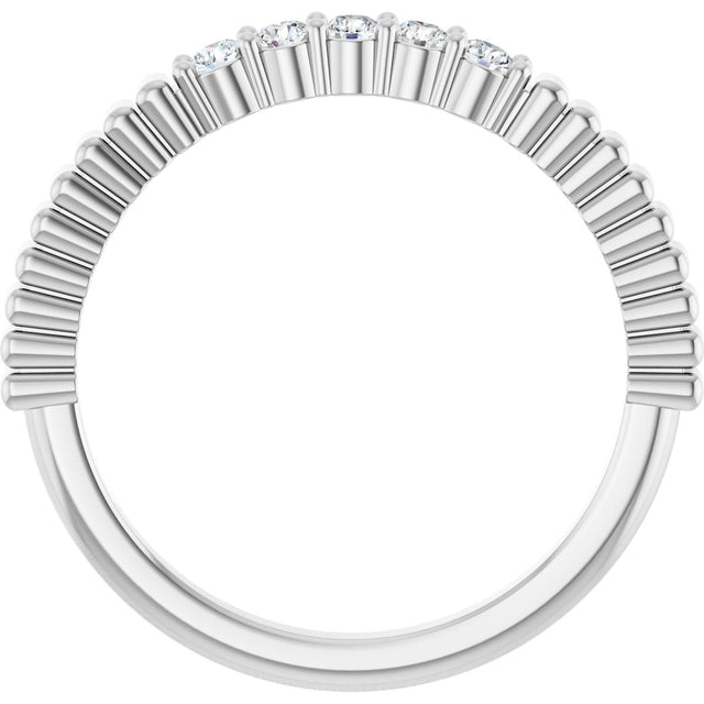 14K Gold Round Natural Diamond Five-Stone Anniversary Band - 1/6-1/2 CTW - White Gold - view 2