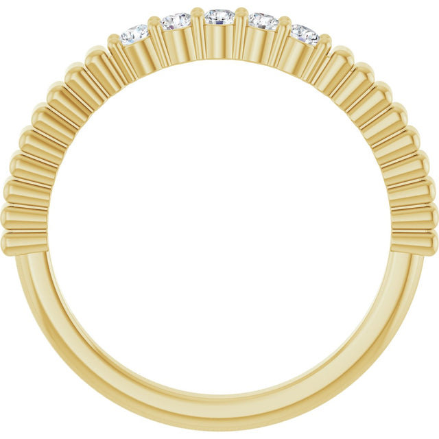 14K Gold Round Natural Diamond Five-Stone Anniversary Band - 1/6-1/2 CTW - Yellow Gold - view 2