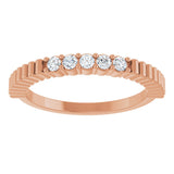 14K Gold Round Natural Diamond Five-Stone Anniversary Band - 1/6-1/2 CTW - Rose Gold - view 3