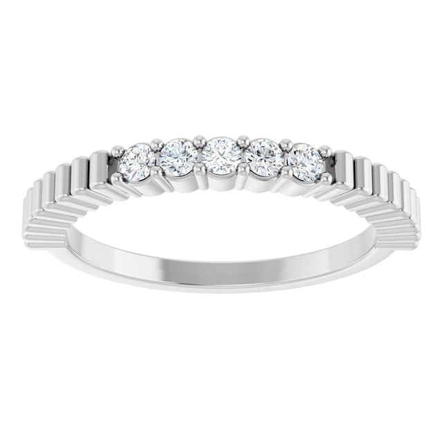14K Gold Round Lab-Grown Diamond Five-Stone Anniversary Band - 1/6-1/2 CTW - White Gold - view 3