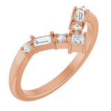 14K Gold Square Natural Diamond Contour Band - 1/5 CTW - Rose Gold
