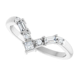 14K Gold Square Natural Diamond Contour Band - 1/5 CTW - White Gold - view 5