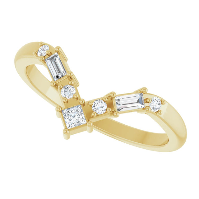 14K Gold Square Lab-Grown Diamond Contour Band - 1/5 CTW - Yellow Gold - view 5