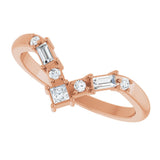 14K Gold Square Natural Diamond Contour Band - 1/5 CTW - Rose Gold - view 5