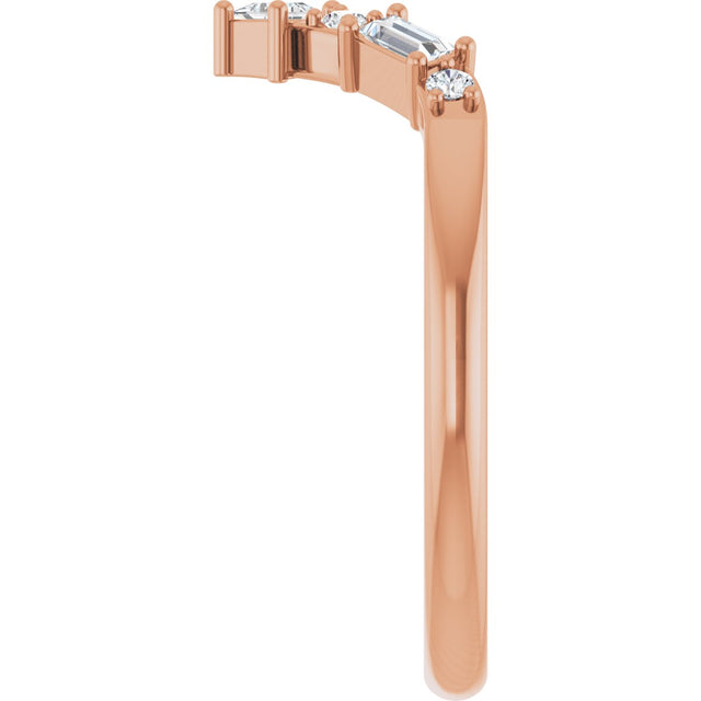 14K Gold Square Natural Diamond Contour Band - 1/5 CTW - Rose Gold - view 4