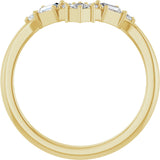 14K Gold Square Natural Diamond Contour Band - 1/5 CTW - Yellow Gold - view 2