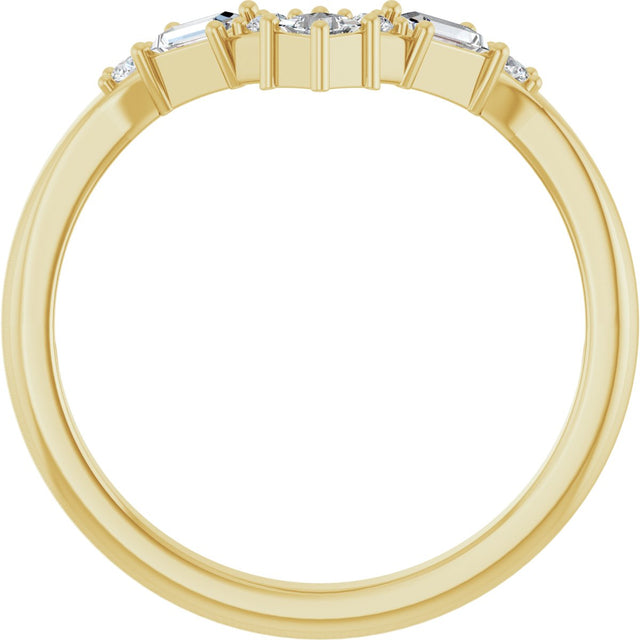 14K Gold Square Natural Diamond Contour Band - 1/5 CTW - Yellow Gold - view 2