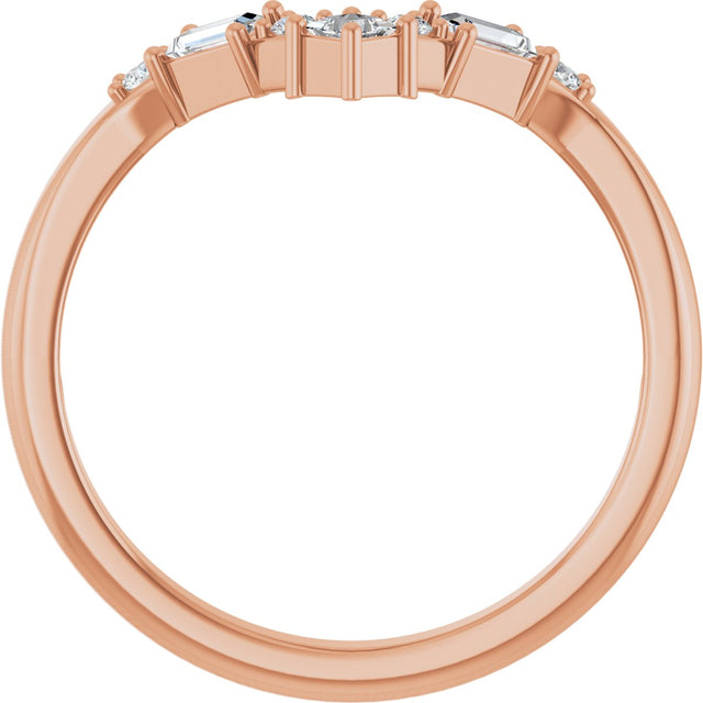 14K Gold Square Lab-Grown Diamond Contour Band - 1/5 CTW - Rose Gold - view 2
