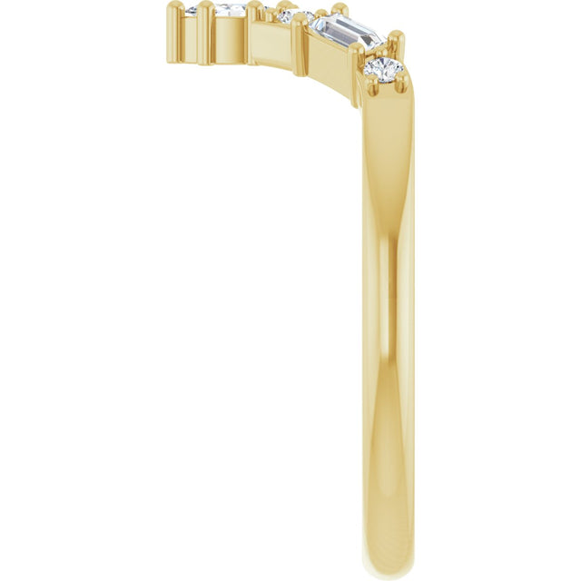 14K Gold Marquise Natural Diamond Contour Band - 1/5 CTW - Yellow Gold - view 4