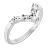 14K Gold Marquise Lab-Grown Diamond Contour Band - 1/5 CTW (Style 127066) - White Gold