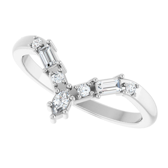 14K Gold Marquise Lab-Grown Diamond Contour Band - 1/5 CTW (Style 127066) - White Gold - view 5