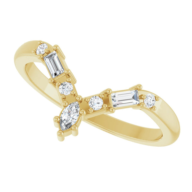 14K Gold Marquise Lab-Grown Diamond Contour Band - 1/5 CTW (Style 127066) - Yellow Gold - view 5