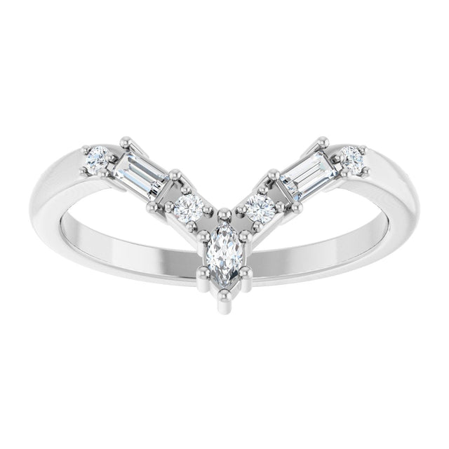 14K Gold Marquise Natural Diamond Contour Band - 1/5 CTW - White Gold - view 3