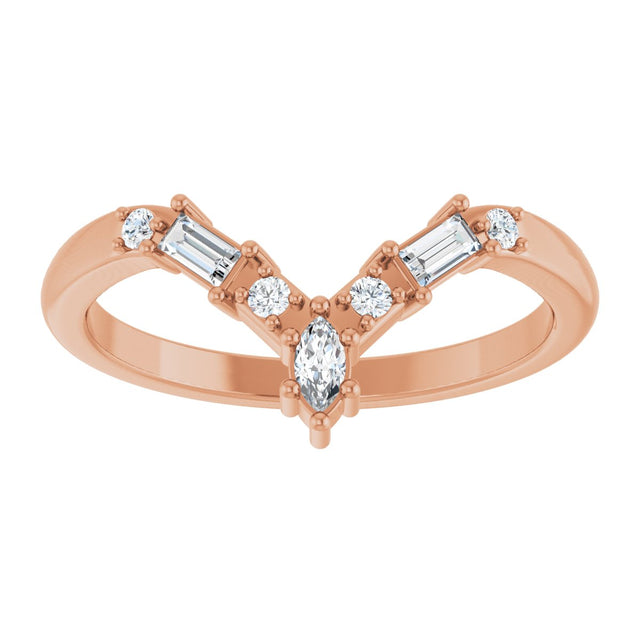 14K Gold Marquise Lab-Grown Diamond Contour Band - 1/5 CTW (Style 127066) - Rose Gold - view 3