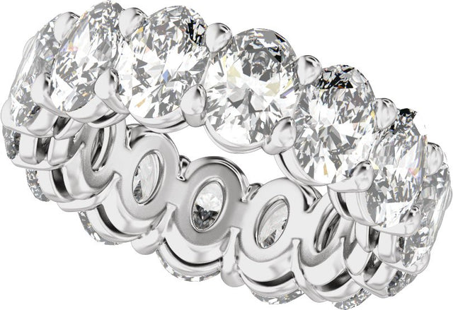 14K Gold Oval Natural Diamond Low Profile Eternity Band - 5.2x3.9mm Stones - White Gold - view 5