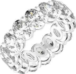 Platinum Oval Natural Diamond Low Profile Eternity Band - 5.2x3.9mm Stones