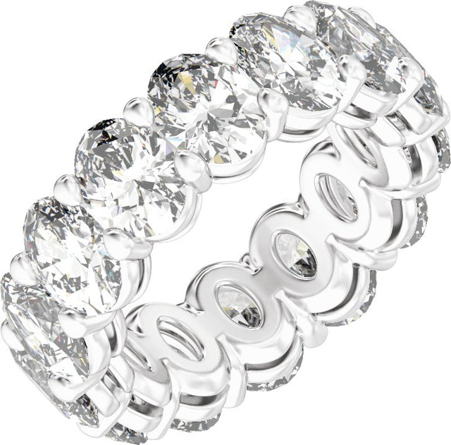 Platinum Oval Natural Diamond Low Profile Eternity Band - 5.2x3.9mm Stones