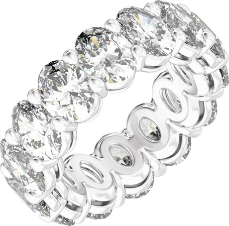 14K Gold Oval Lab-Grown Diamond Low Profile Eternity Band - 5.2x3.9mm Stones - White Gold