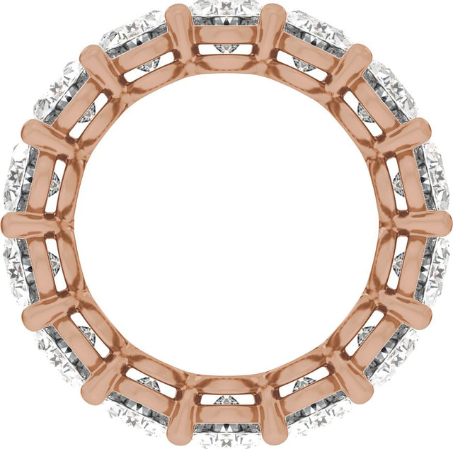 14K Gold Oval Natural Diamond Low Profile Eternity Band - 7x5mm Stones - Rose Gold - view 2