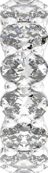 14K Gold Oval Natural Diamond Low Profile Eternity Band - 5.2x3.9mm Stones - White Gold - view 4