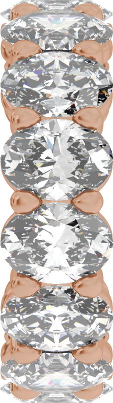 14K Gold Oval Natural Diamond Low Profile Eternity Band - 7x5mm Stones - Rose Gold - view 4
