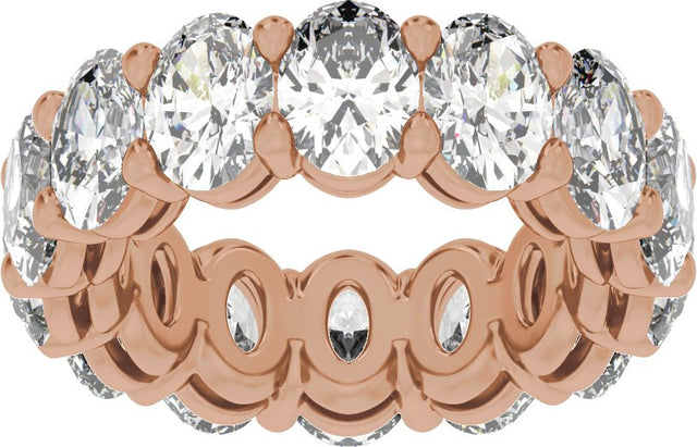 14K Gold Oval Lab-Grown Diamond Low Profile Eternity Band - 6.1x4.5mm Stones - Rose Gold - view 3