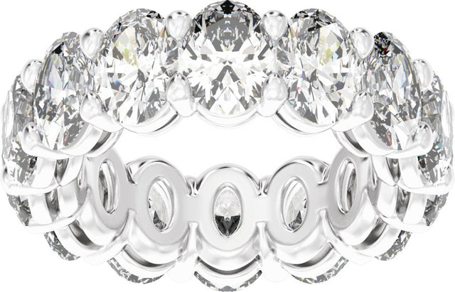 14K Gold Oval Natural Diamond Low Profile Eternity Band - 6.1x4.5mm Stones - White Gold - view 3