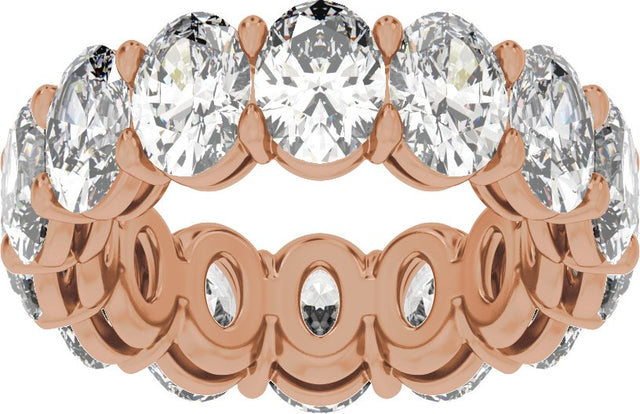 14K Gold Oval Lab-Grown Diamond Low Profile Eternity Band - 6.1x4.5mm Stones - Rose Gold - view 3