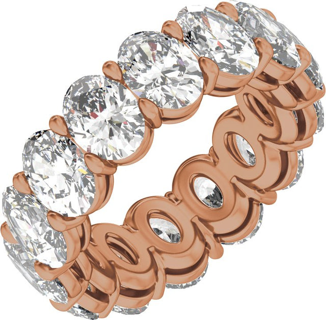 14K Gold Oval Natural Diamond Low Profile Eternity Band - 6.1x4.5mm Stones - Rose Gold