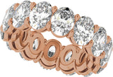 14K Gold Oval Natural Diamond Low Profile Eternity Band - 6.1x4.5mm Stones - Rose Gold - view 5