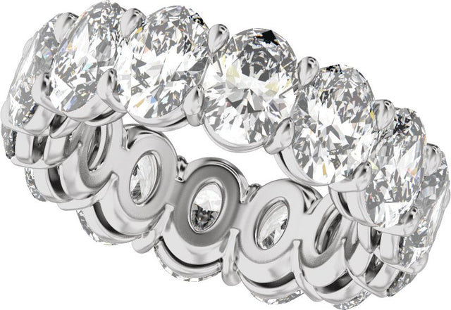 Platinum Oval Lab-Grown Diamond Low Profile Eternity Band - 6.1x4.5mm Stones - view 5