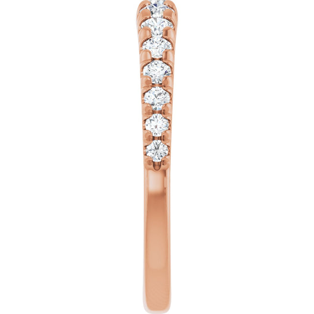 14K Gold Round Lab-Grown Diamond French-Set Graduated Anniversary Band - 3/8-3/4 CTW - Rose Gold - view 9