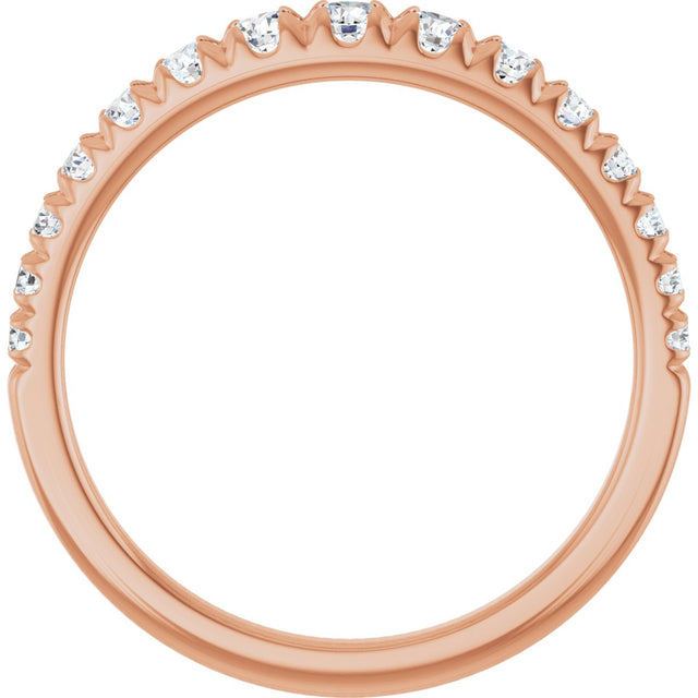14K Gold Round Lab-Grown Diamond French-Set Graduated Anniversary Band - 3/8-3/4 CTW - Rose Gold - view 7