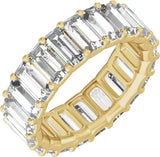 14K Gold Straight Baguette Lab-Grown Diamond Low Profile Eternity Band - 5x2.5mm Stones - Yellow Gold
