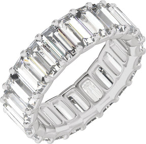 Platinum Straight Baguette Lab-Grown Diamond Low Profile Eternity Band - 5x2.5mm Stones