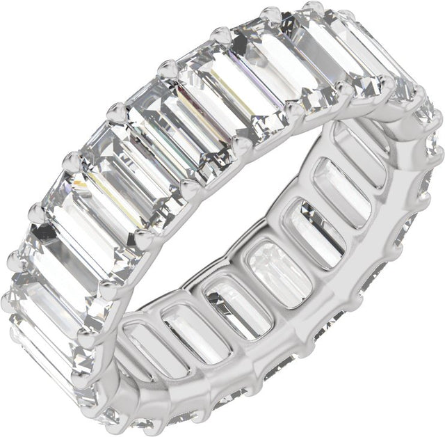 Platinum Straight Baguette Lab-Grown Diamond Low Profile Eternity Band - 5x2.5mm Stones